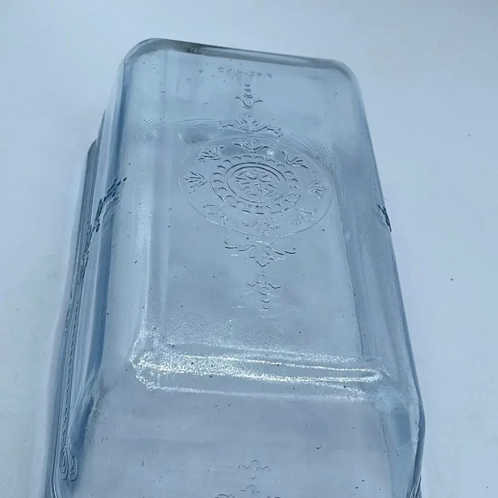 Vintage Fire King Philbe glass loaf pan Sapphire Blue. 1940’s lots of air bubble